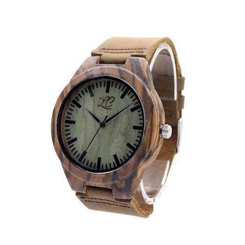 Image of 100% natur Zebra træ Citizen quartz Herre ur fra La Capia